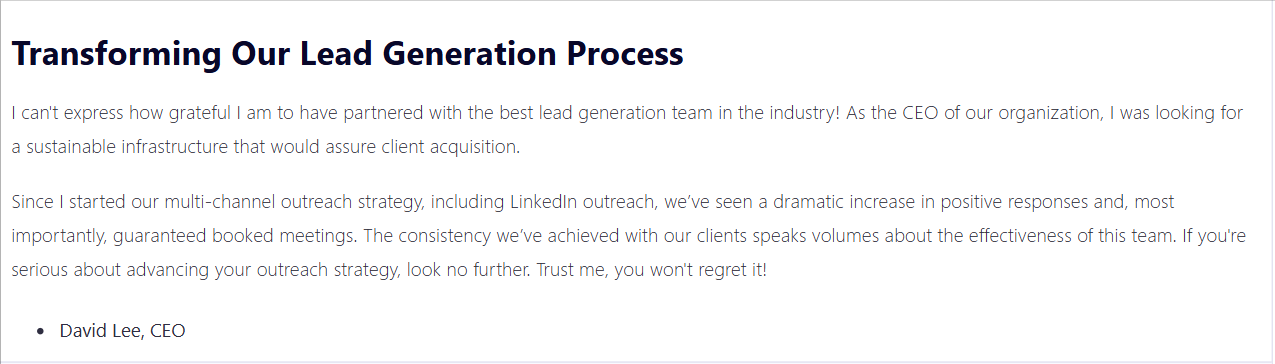 Client review screenshot